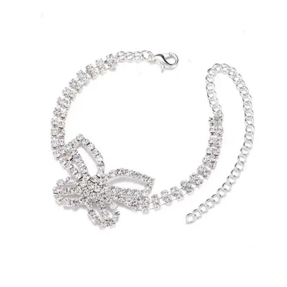3 for 26 - Crystal Silver Butterfly Anklet - Picture 4 of 5